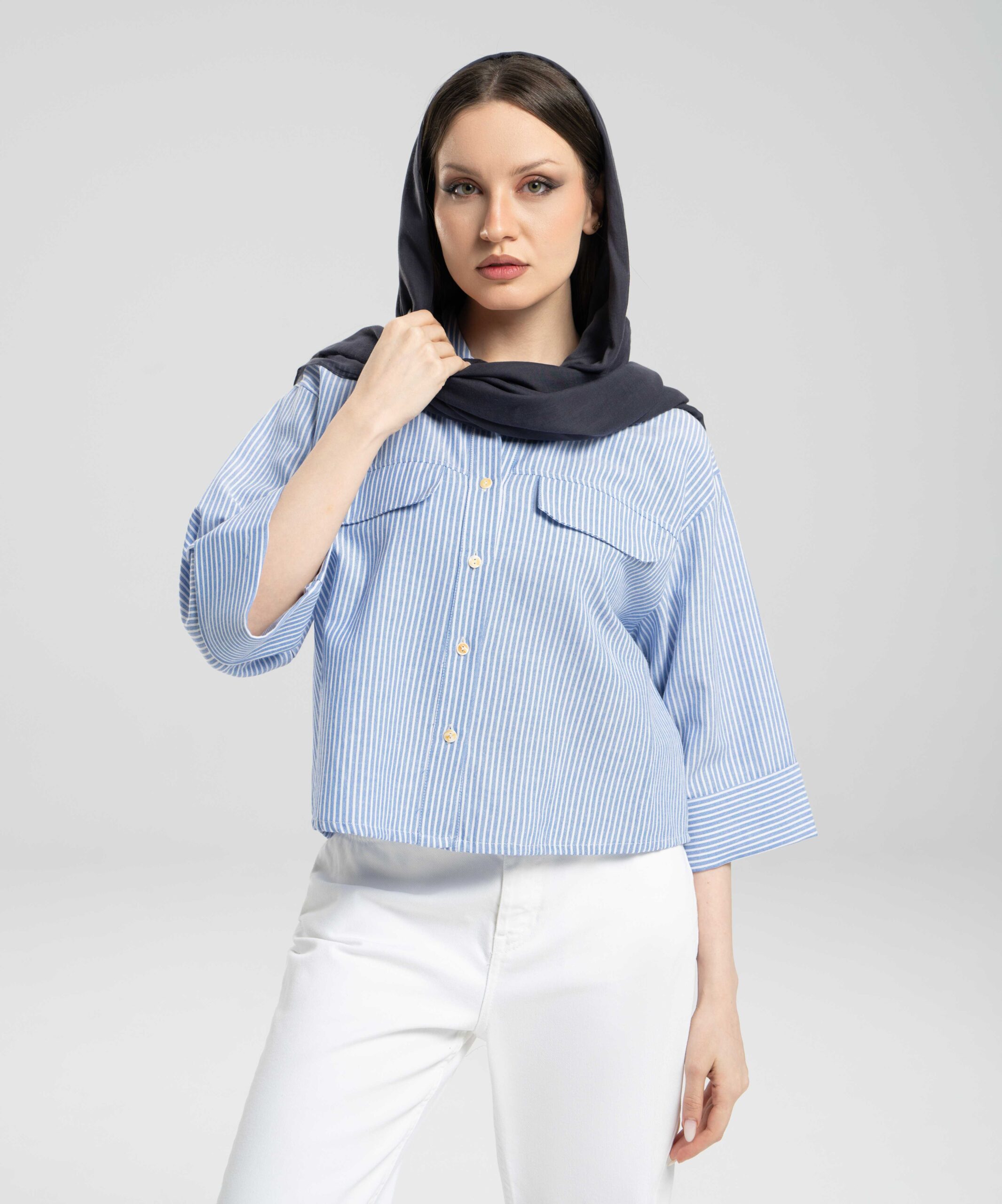 شومیز آستین پاکتی راه راه DR39