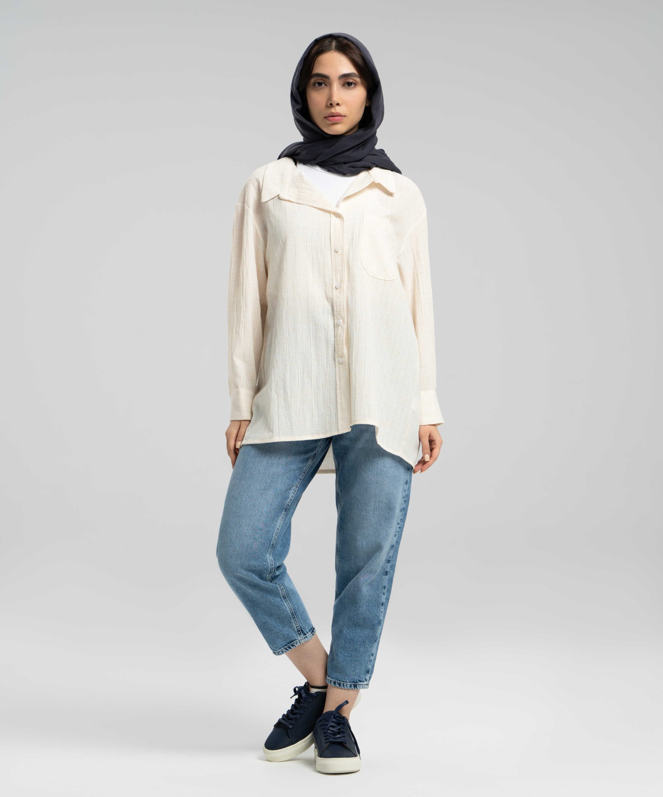 شومیز جیب دار پترن دار DR33