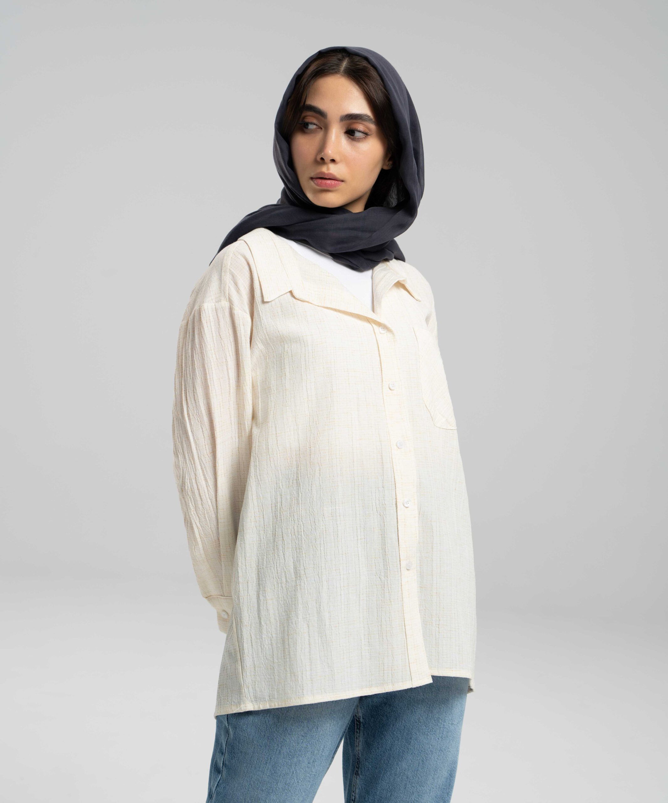 شومیز جیب دار پترن دار DR33