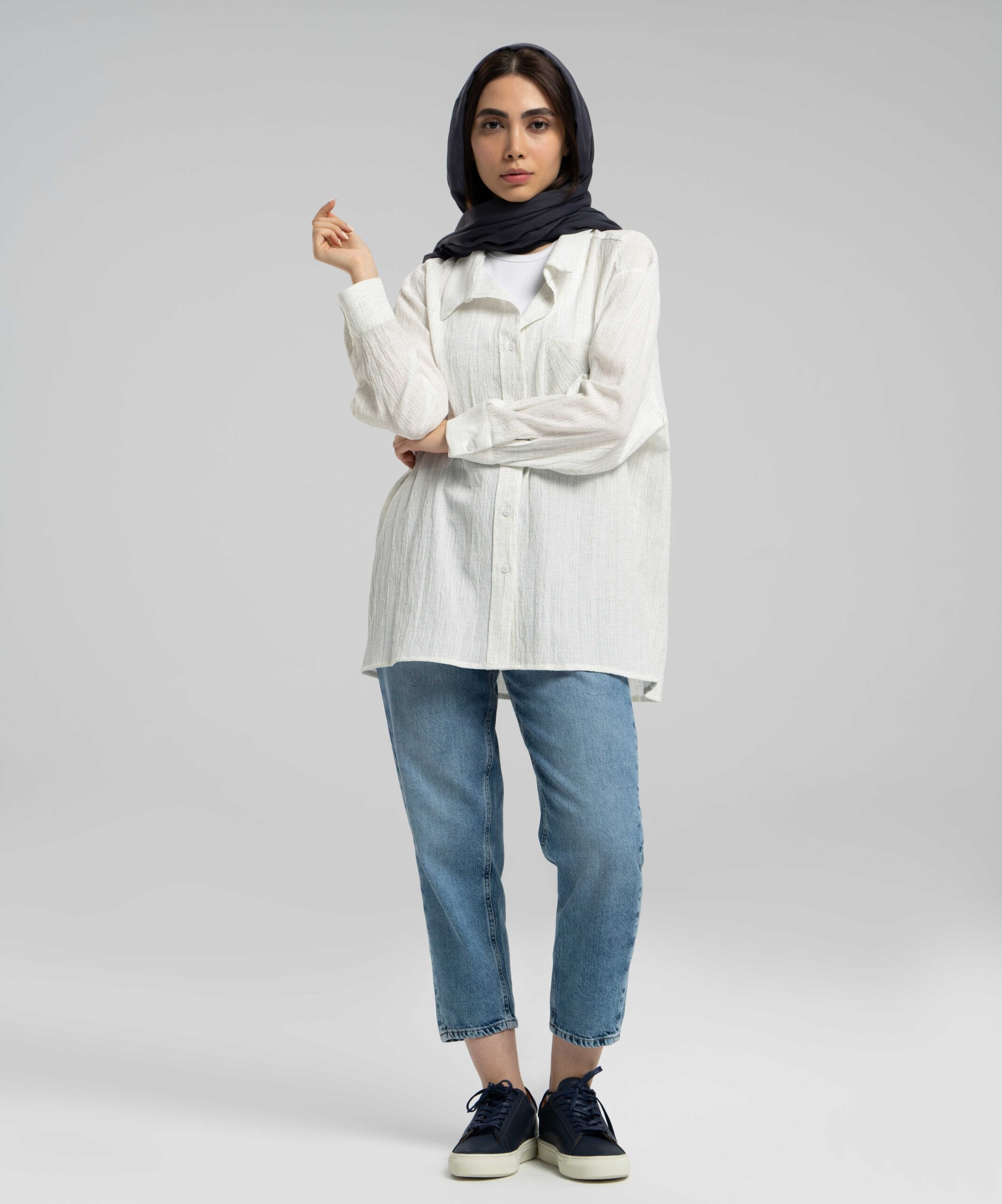 شومیز جیب دار پترن دار DR33