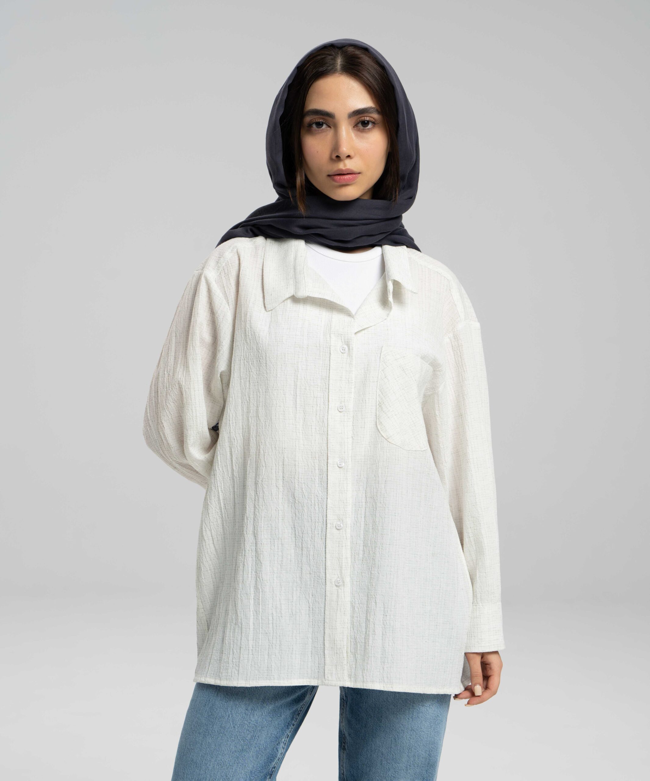 شومیز جیب دار پترن دار DR33