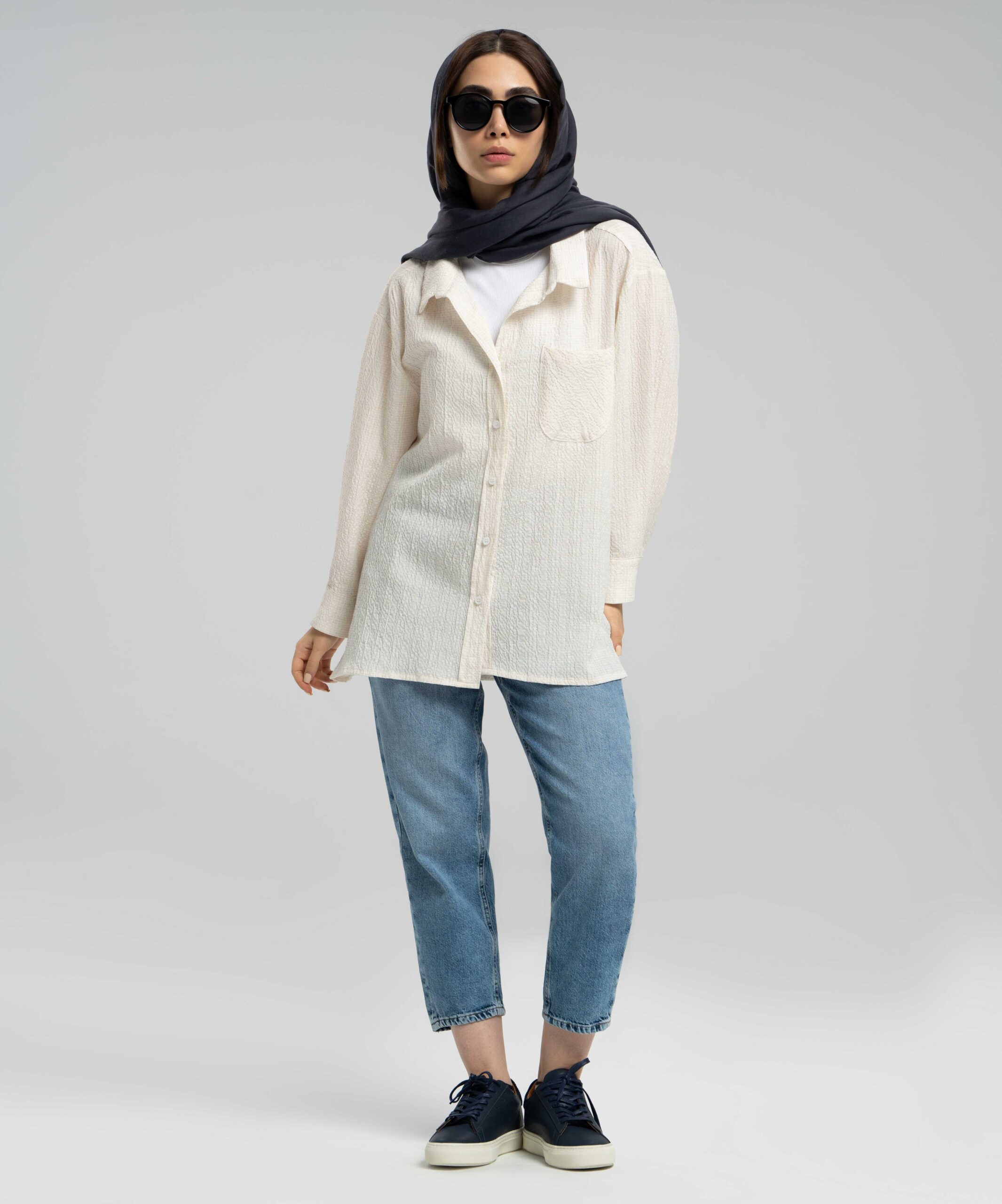 شومیز جیب دار پترن دار DR33