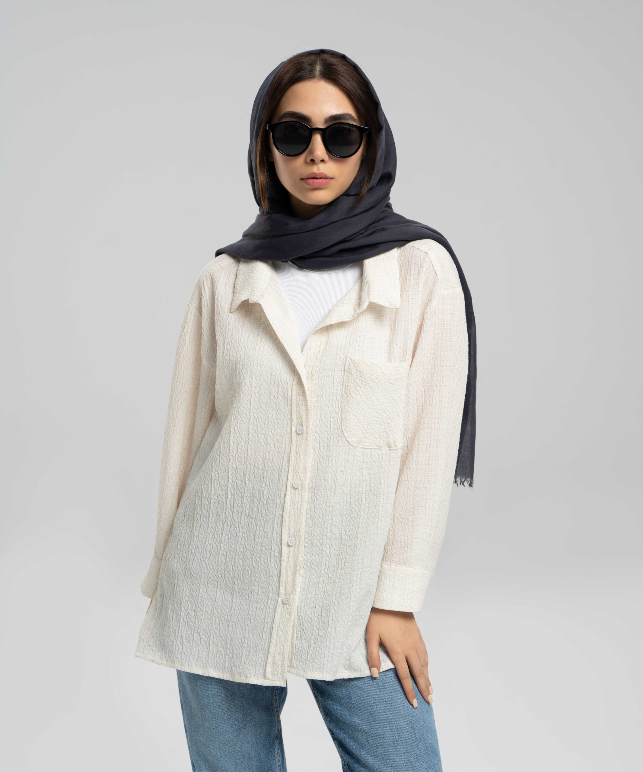 شومیز جیب دار پترن دار DR33