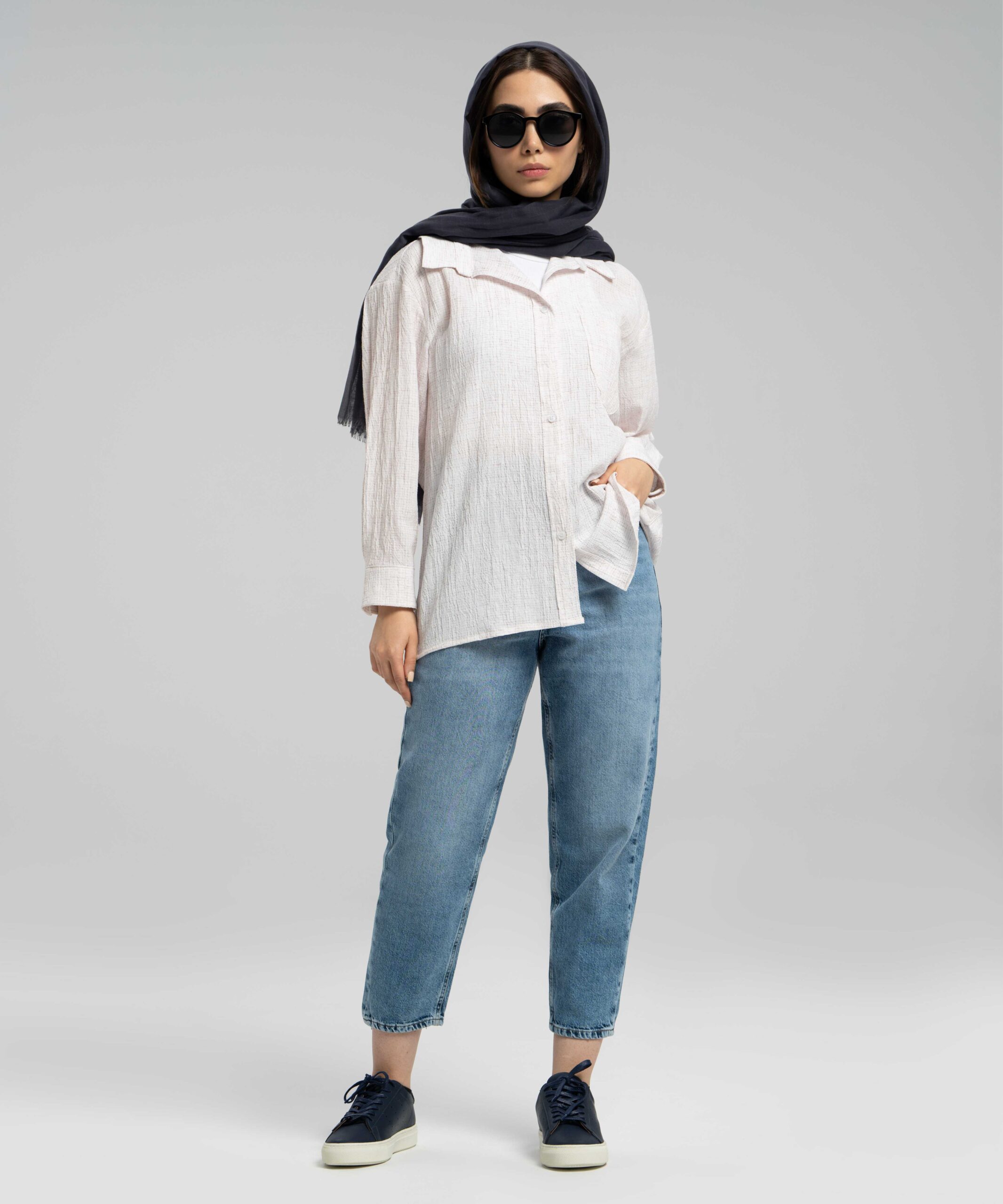 شومیز جیب دار پترن دار DR33