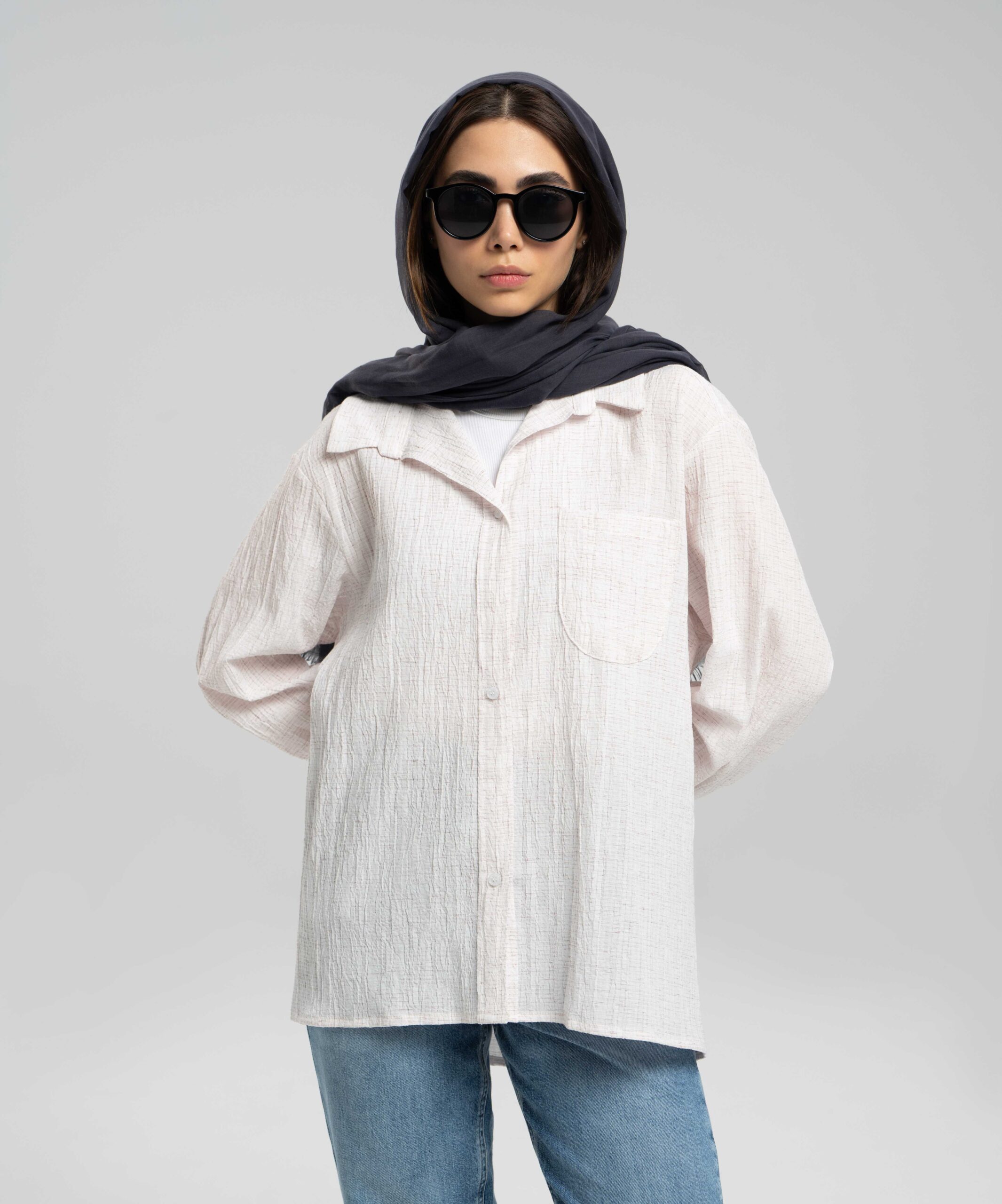 شومیز جیب دار پترن دار DR33