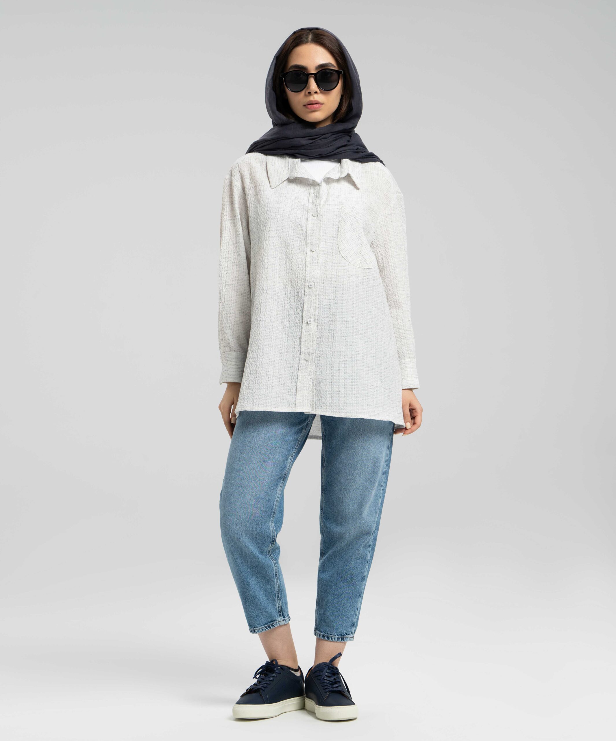 شومیز جیب دار پترن دار DR33