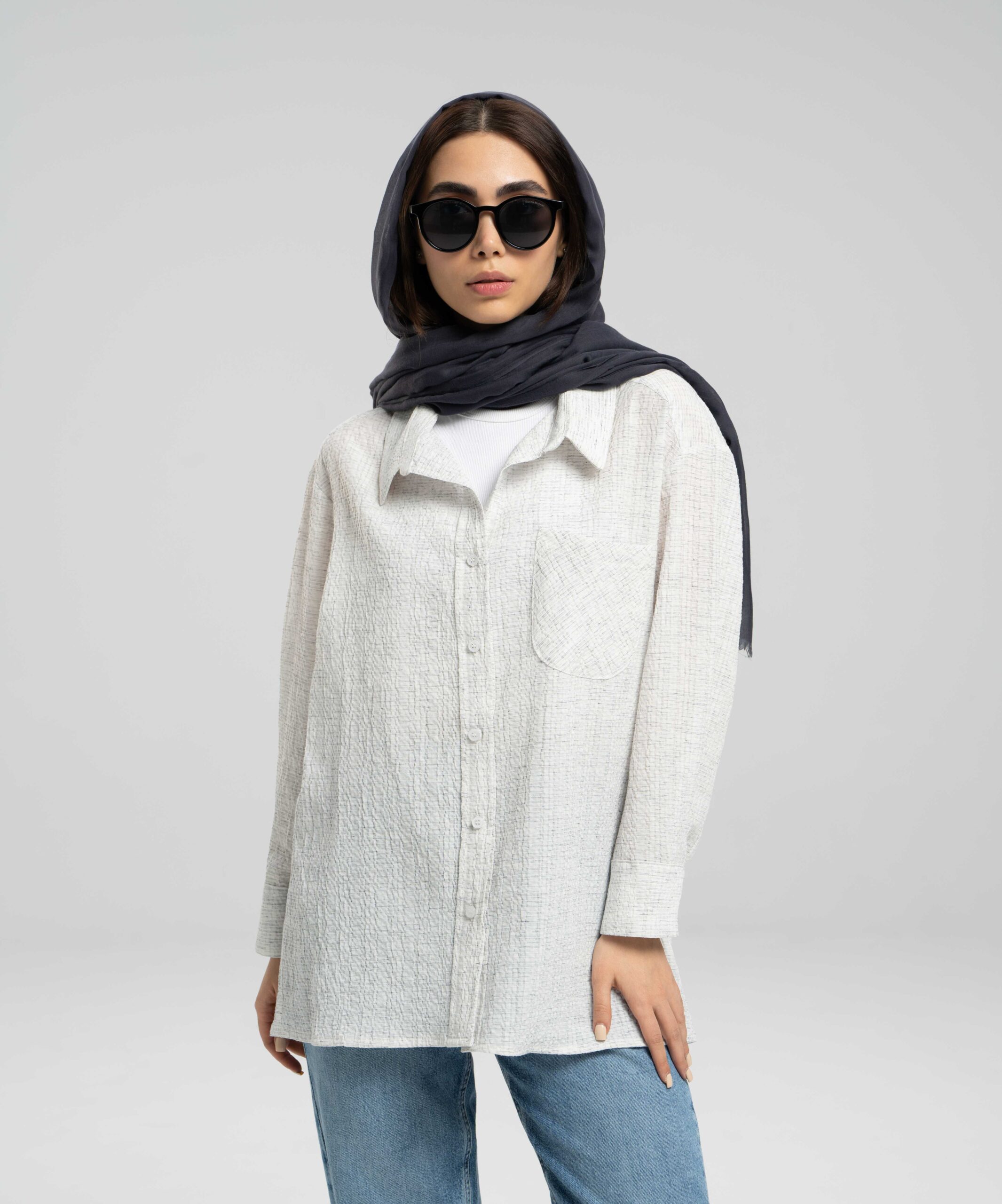 شومیز جیب دار پترن دار DR33