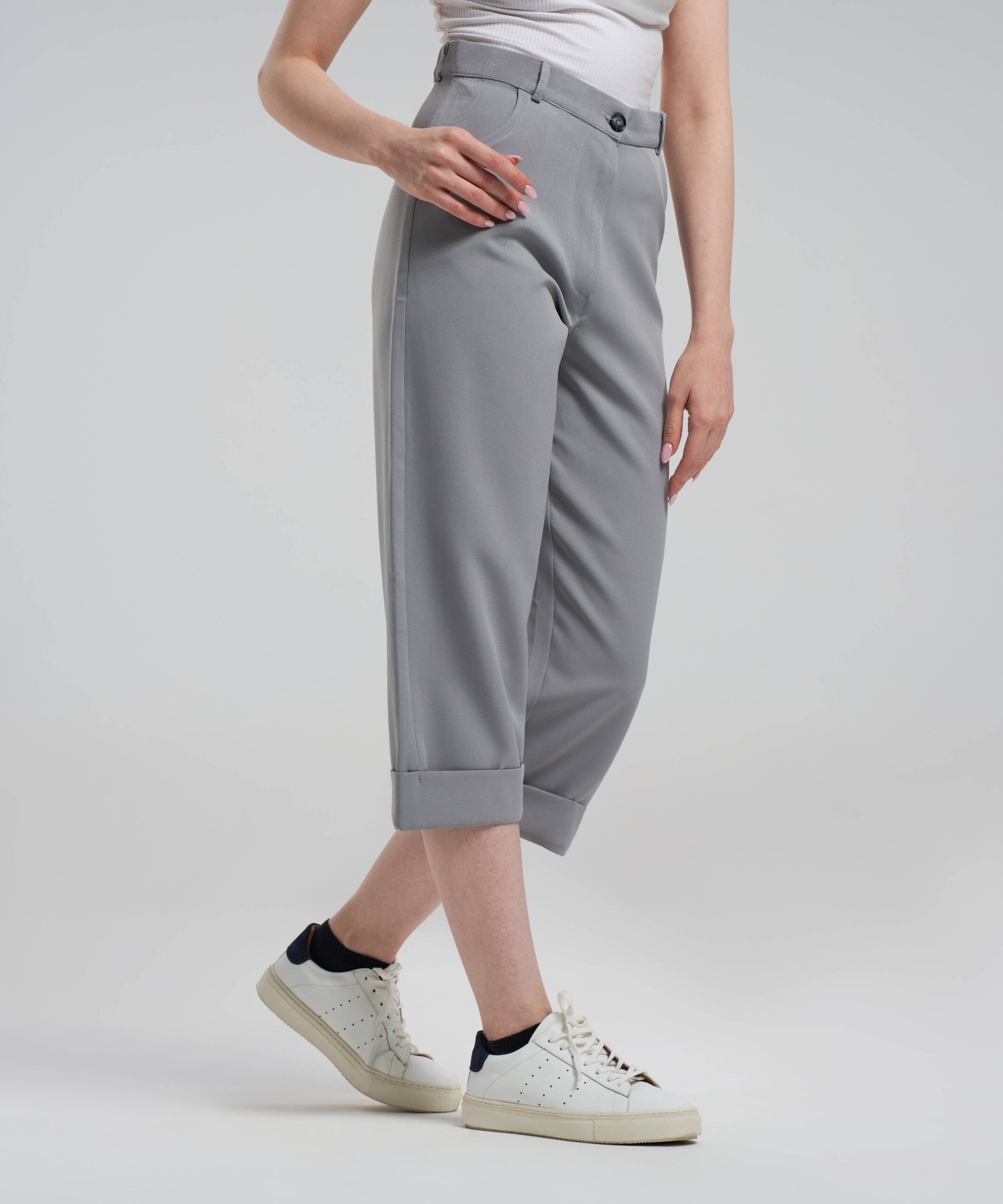 شلوار کرپ راسته کوتاه دمپا پاکتی