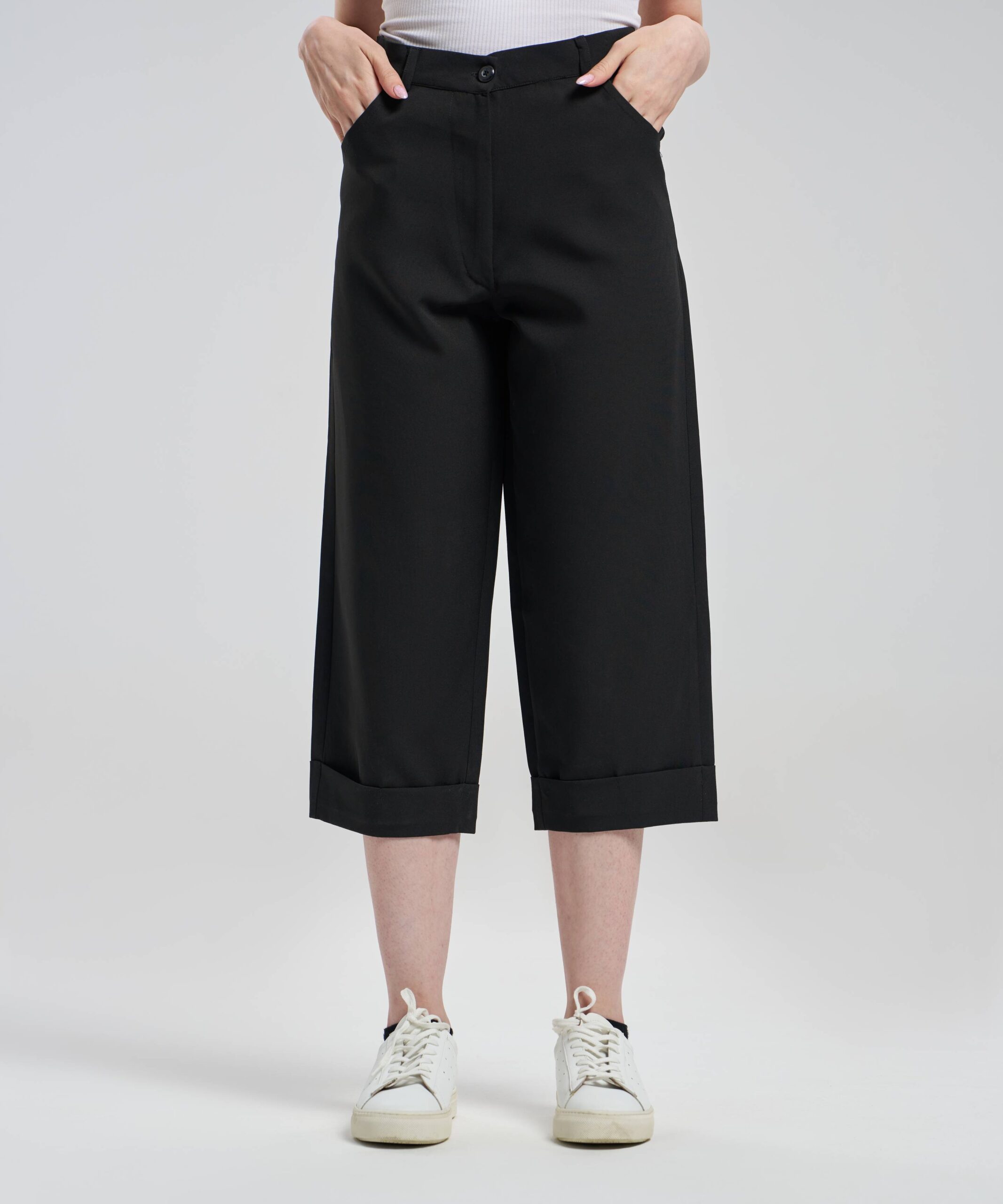 شلوار کرپ راسته کوتاه دمپا پاکتی